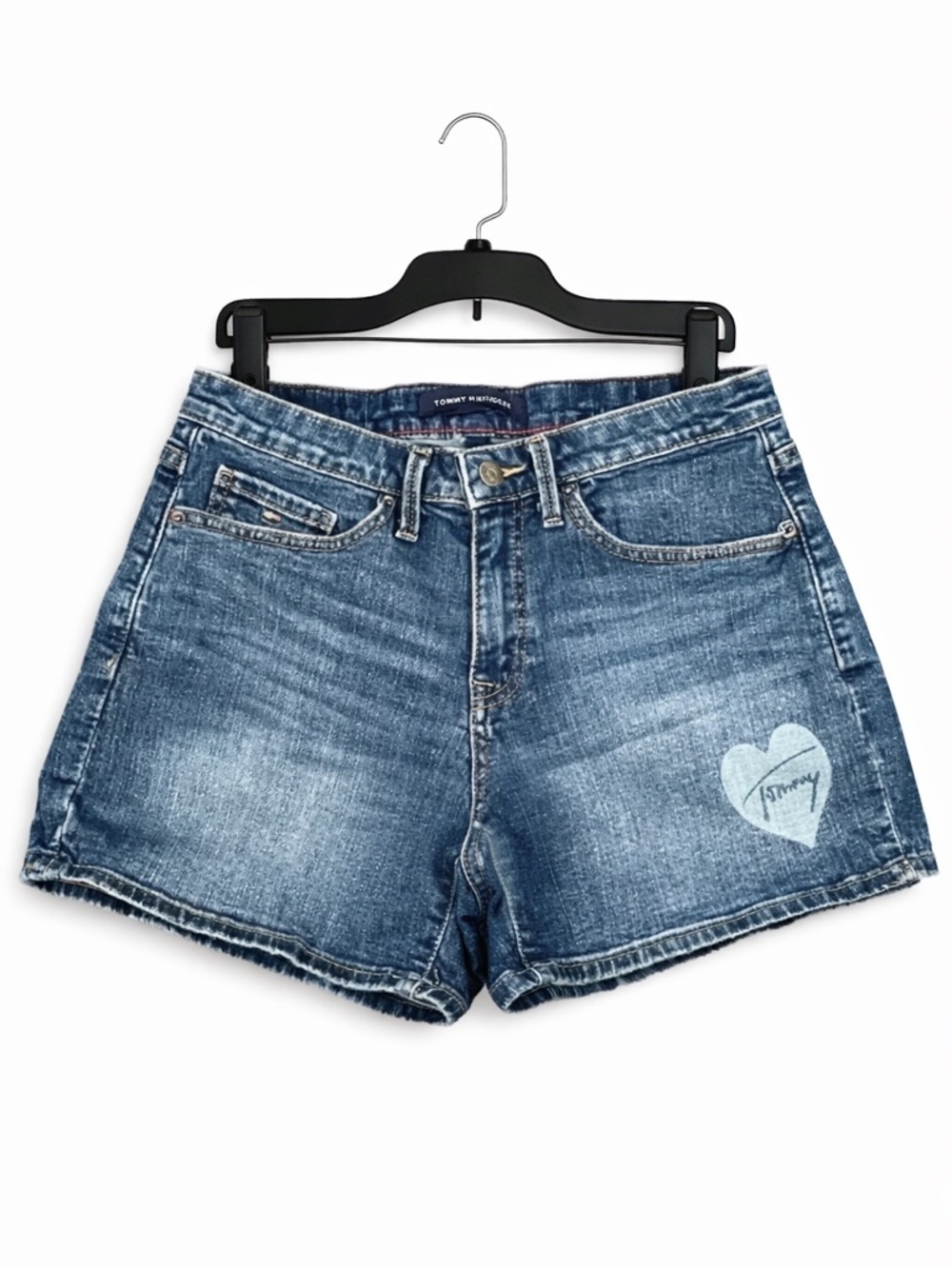Tommy Hilfiger TH Flex Heart Logo Denim Shorts Women’s Size 2